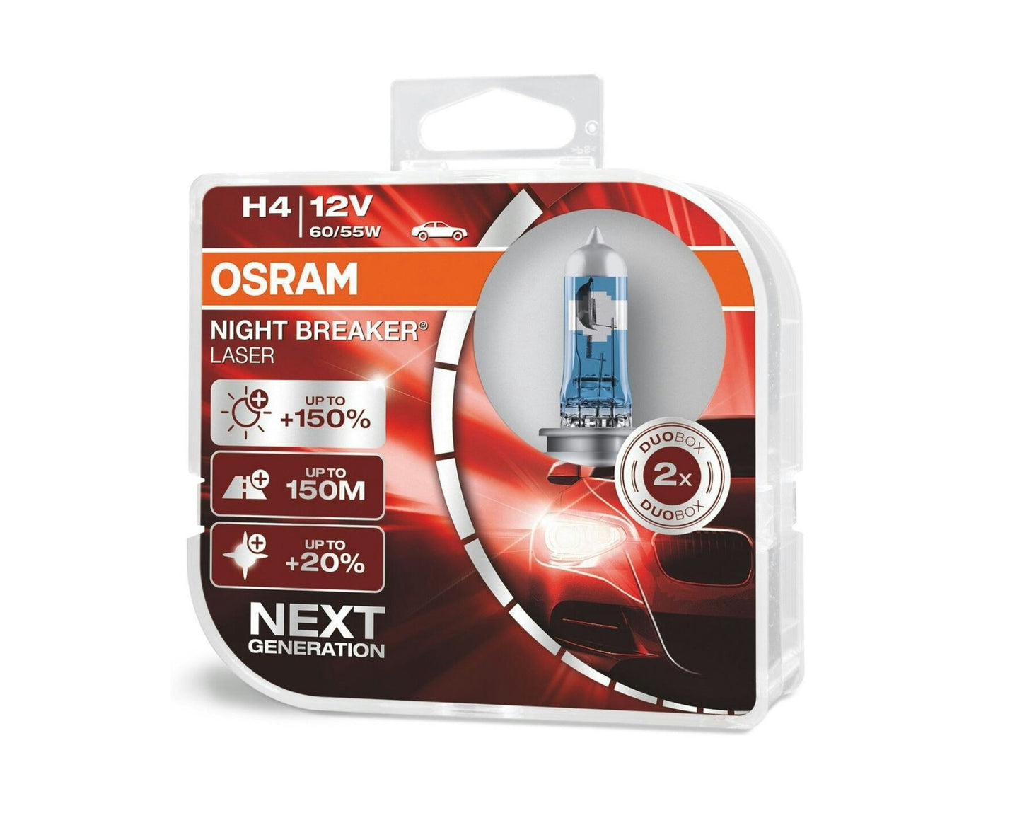 Osram Night Breaker Laser H4 12V Headlamp Globes Set